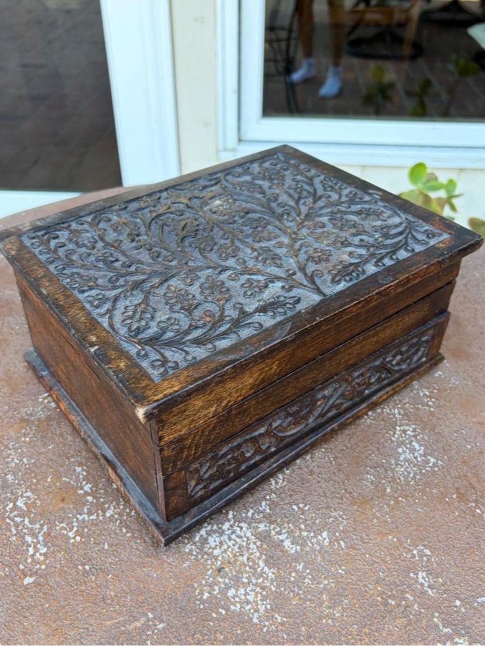 Beautiful World Market Hand Carved wooden Jewelry box